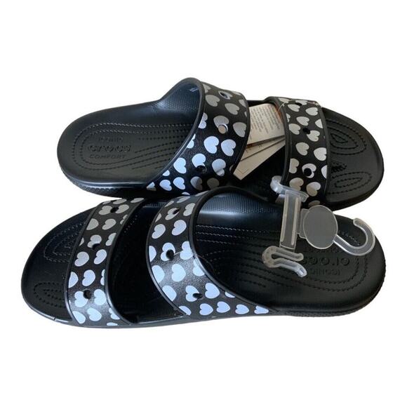 Crocs Classic Heart Print Sandals Men's Size 11 Flats Shoes NEW - Picture 8 of 12